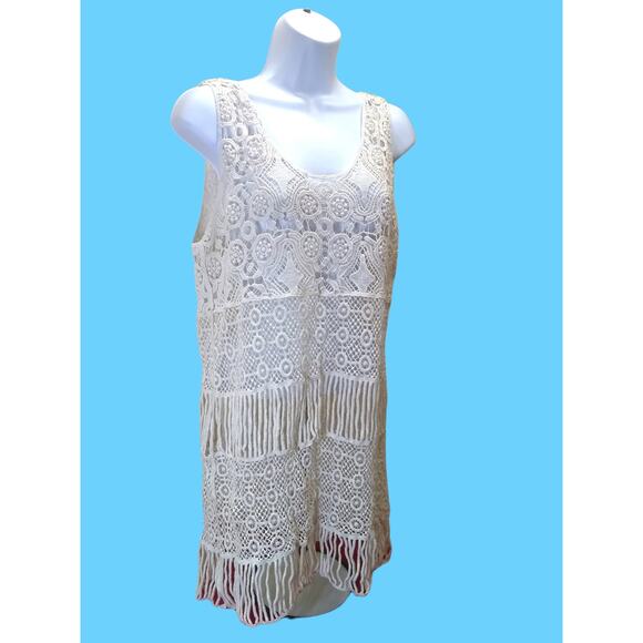 NWT Dor Dor Couture Women's Small Chunky Knit Swimwear Cover-Up Ivory - Picture 1 of 7